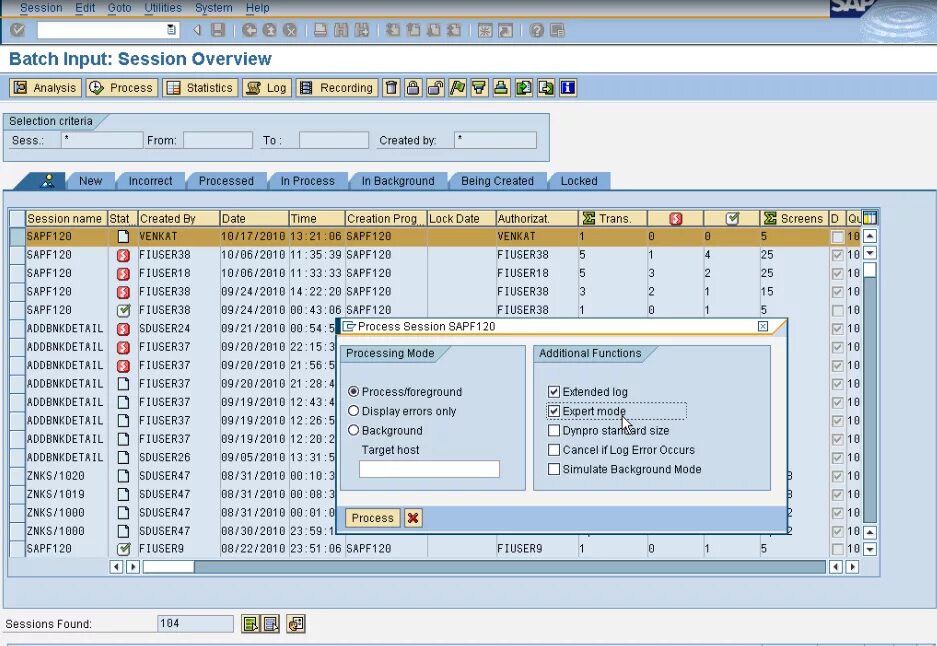 Batch input