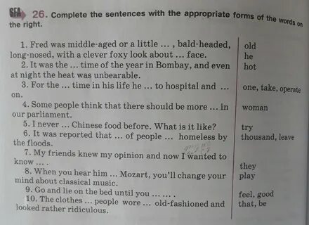 Right forms to complete the sentences