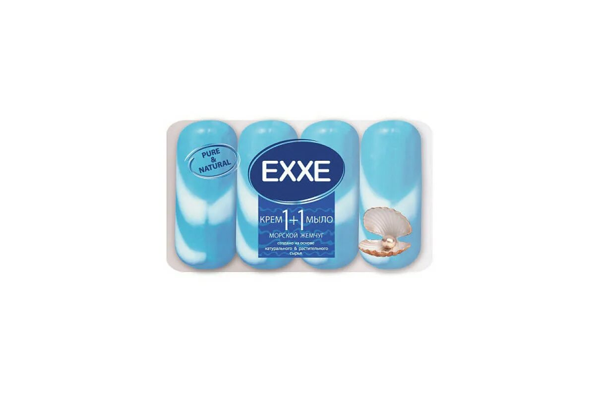 Мыло-крем Exxe 1+1 4шт*90г "морской жемчуг". Exxe крем мыло 1+1 морской жемчуг. Крем-мыло туалетное 80г Exxe 1+1 морской жемчуг. Exxe туалетное крем-мыло 1+1 "морской жемчуг" 4шт*90г (синее) полосатое/24.