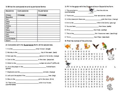 Comparative superlative worksheets