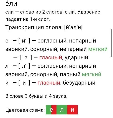 Ель звуковой разбор