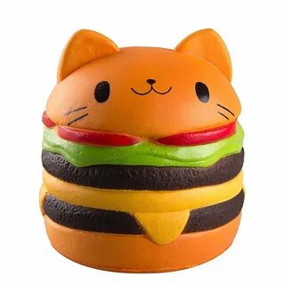 Squishy Cat Hamburger Food Squishys Cake Stress Reliever Slime Toys Scented Sque