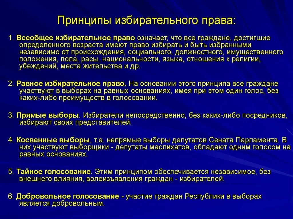 Принцип прямого равного тайного голосования. Принципы ищбирательног оправа. Избирательное право принципы.