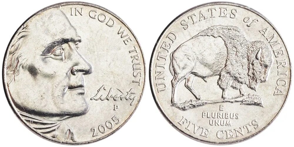 5 сша в рублях. Монеты 5 центов США 2005. 5 Центов 2005 США Бизон. Монета Файв цент. 5 Американских центов.