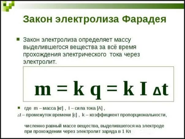 Закон фарадея 8 класс. 2 закон фарадея для электролиза формула. второй закон электролиза формула. формула второго закона фарадея для электролиза. закон электролиза фарадея формулировка.