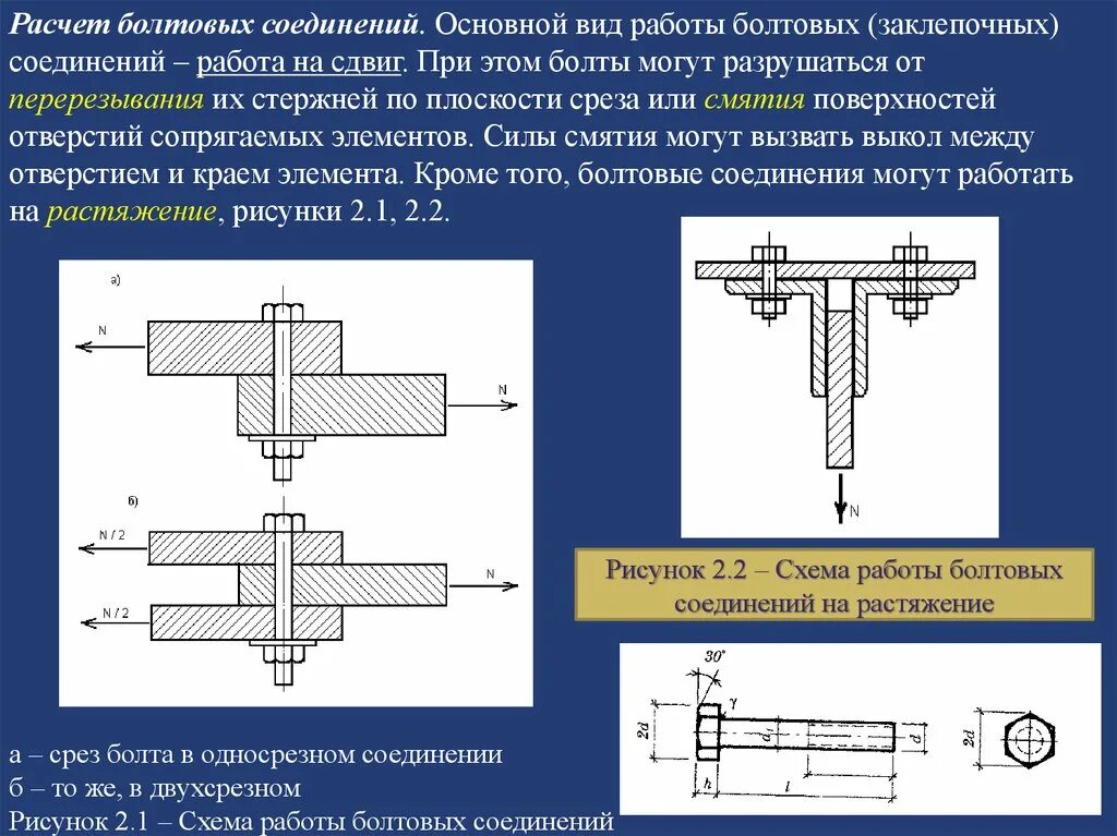 Расчет практических соединений. Фрикционные соединения фланцевые соединения. Заклёпочное соединение срез и смятие. Расчетное соединение болтов. Расчетная схема болта на срез.