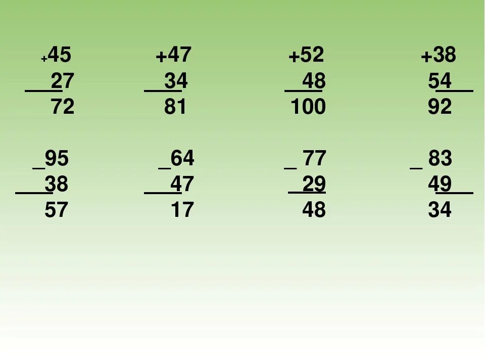 Вычисли записывая примеры столбиком. Примеры в столбик двузначные числа. Примеры столбиков 2 класс. Примеры для 2 класса примеры в столбик. Примеры в столбик без перехода через десяток.