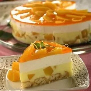 Чизкейк с консервированными персиками