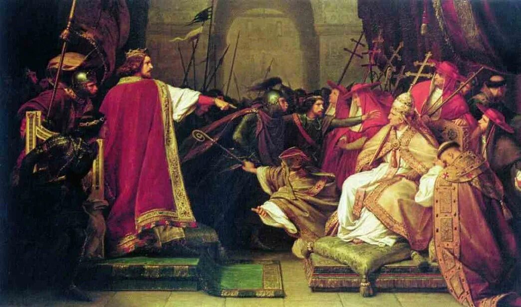 Великий вплоть. Фридрих 2 гогенштауфен. генрих iv и григорий vii в каноссе в 1077. карл великий коронация императора. коронация карла великого картина фридриха.