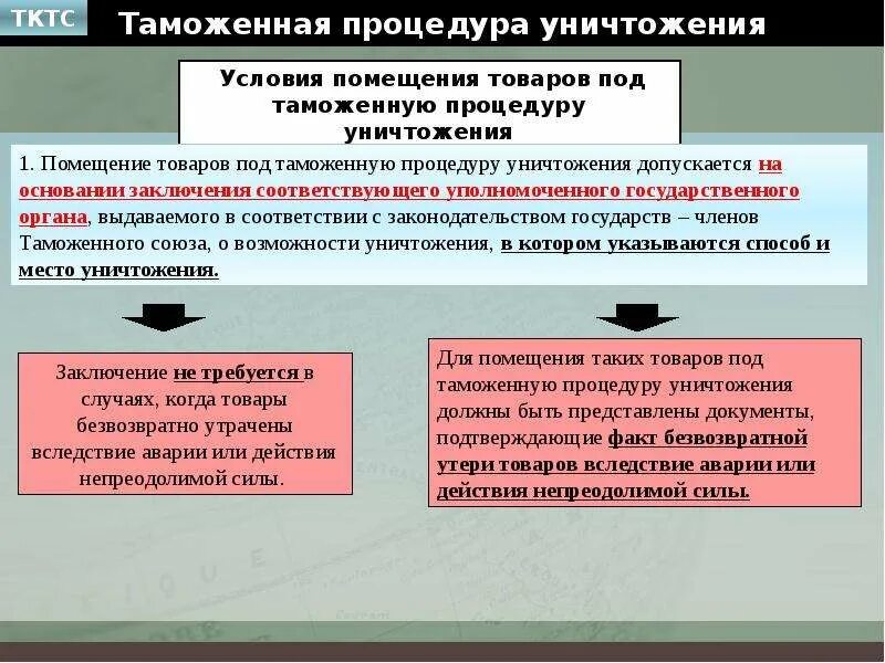 Целью операции было уничтожение. Таможенные процедуры. Процедура уничтожения. Условия помещения товаров уничтожения. Условия помещения товаров под таможенную процедуру уничтожения.