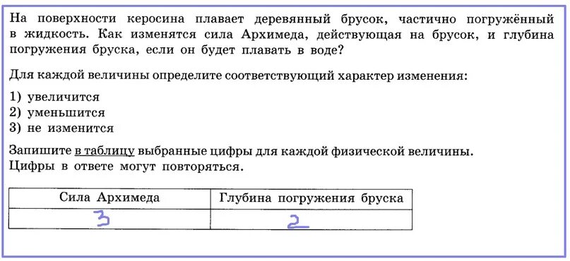 На поверхности воды плавает сплошной деревянный брусок