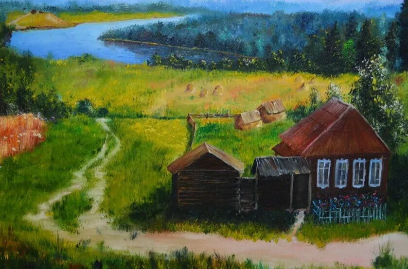 Что такое отчий дом. Отчий дом деревня. картина отчий дом. отче дом. деревня маслом.