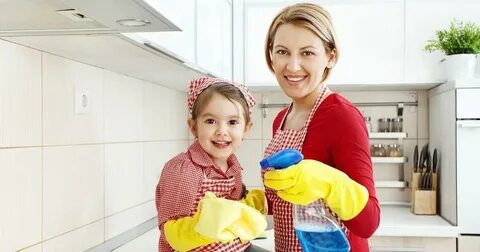 Mom cleaning
