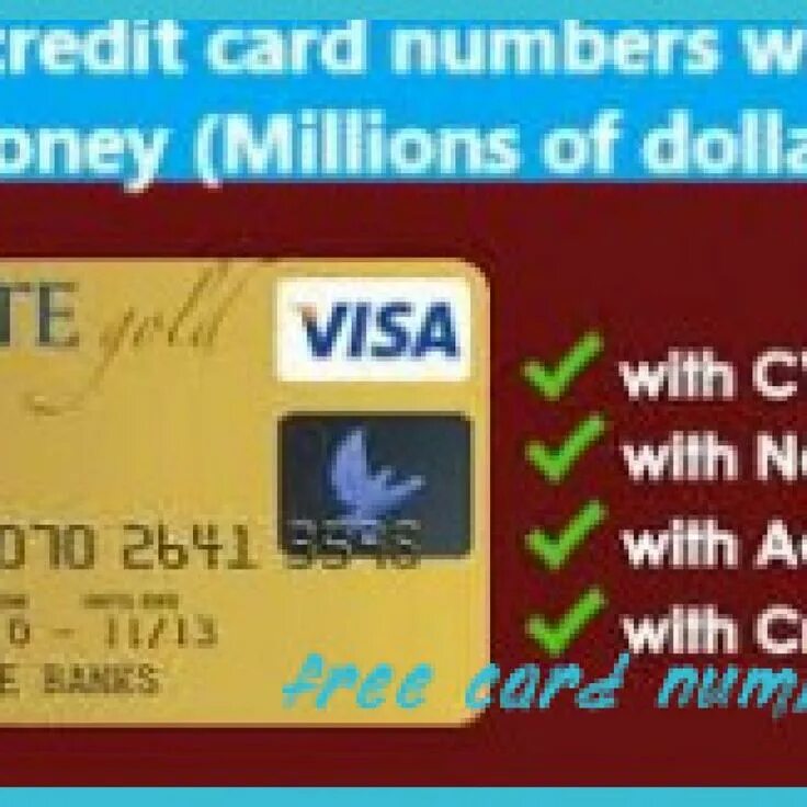 7 visa. Visa Card number. Visa Card CVV number.