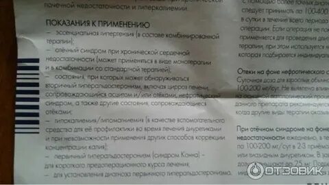 Верошпирон побочные действия для женщин