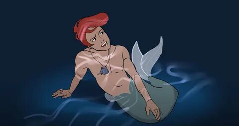 Male Ariel from The Little Mermaid Sitting Down.