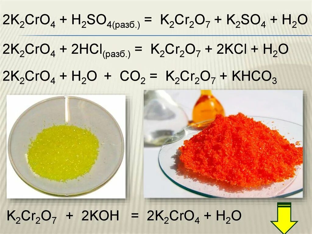 Калий реагирует с hcl. Хромат натрия в дихромат натрия. Хроматы и дихроматы. K2cro4 k2cr2o7. K2cro4 h2so4 разб.