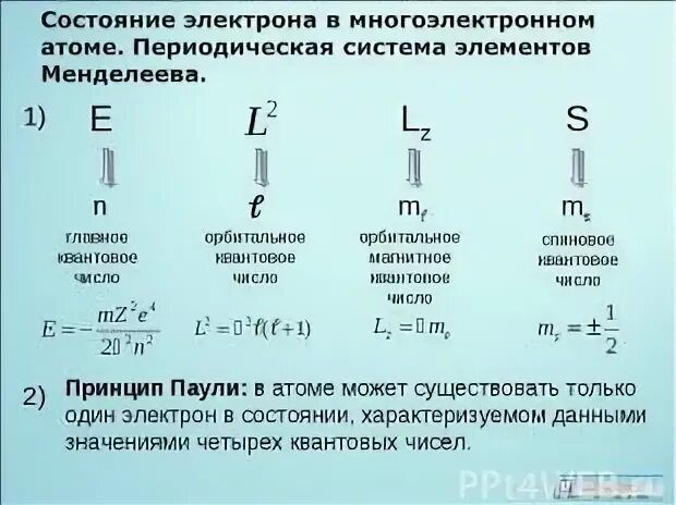 Число состояний электрона. Число состояний электрона