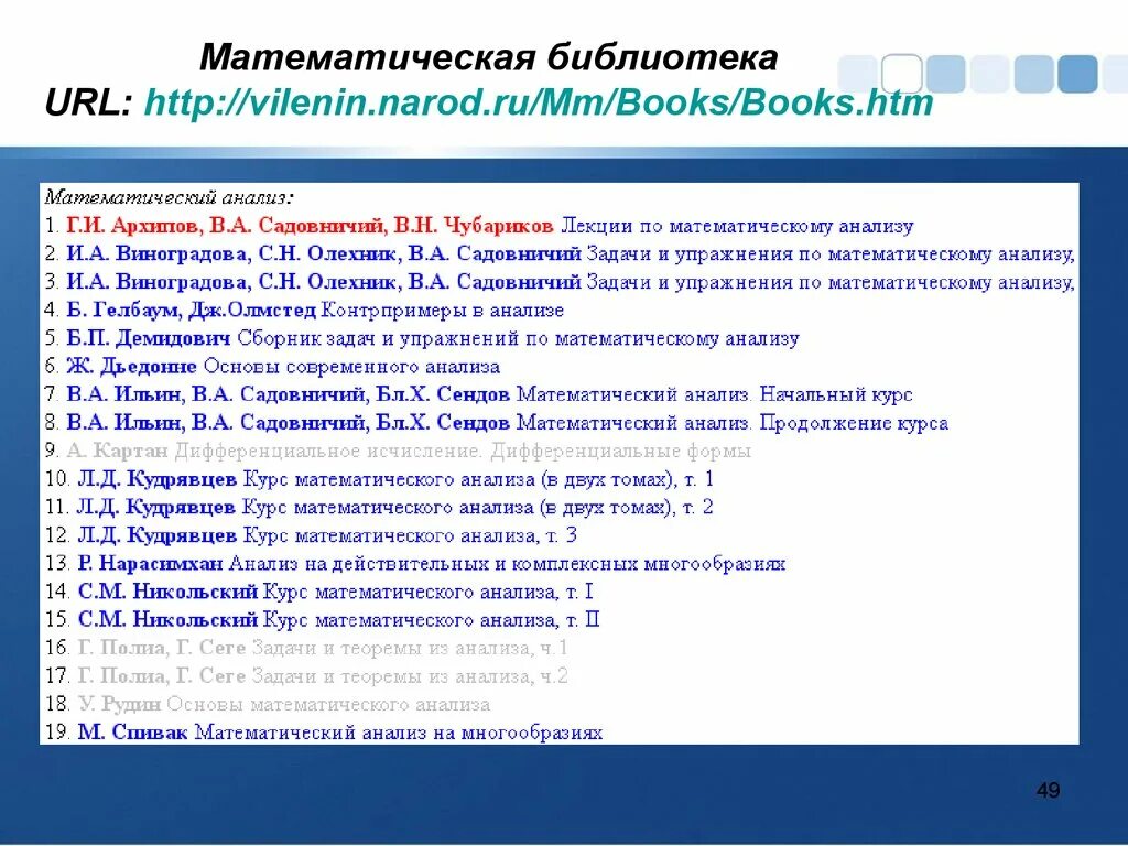 Математическая библиотека с