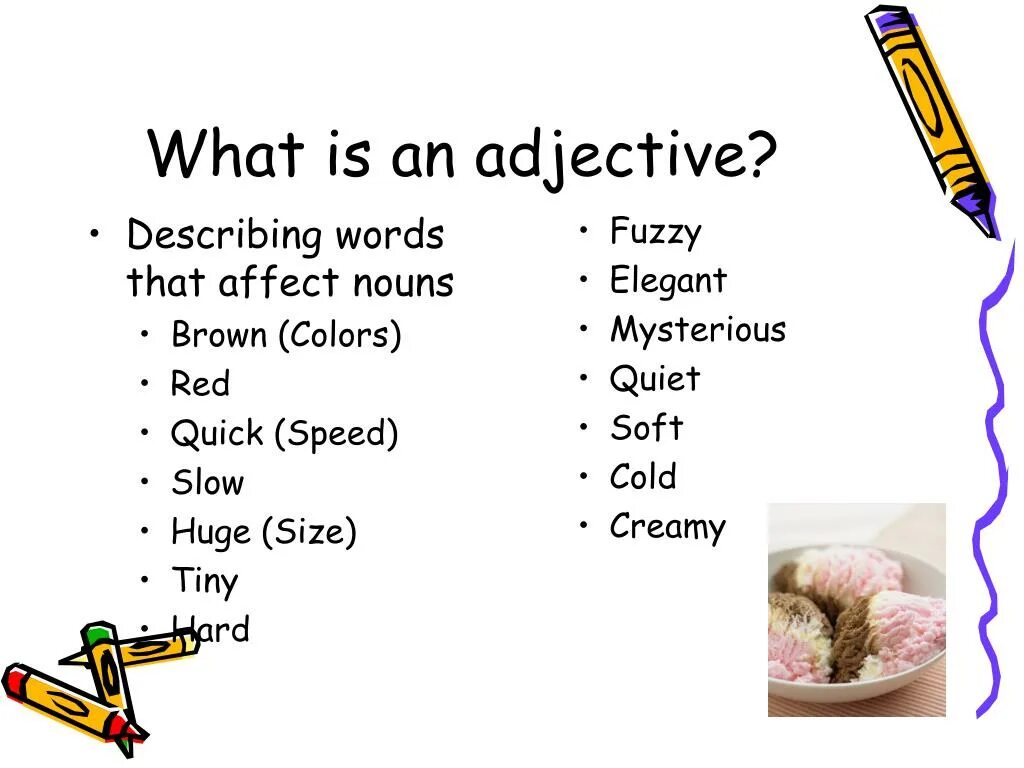 What is adjective. What are adjectives. Adjective what is it. Adjective it is. It is wot were