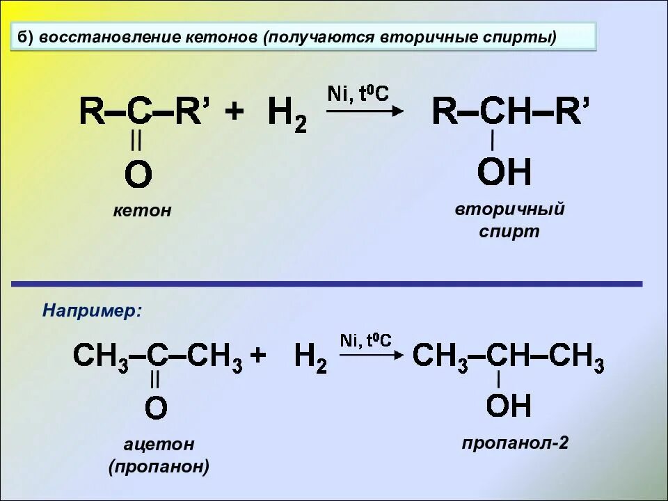 Восстановление ацетона водородом. Альдегиды и кетоны реакции восстановления. Восстановление альдегидов до спиртов. Восстановление ацетона реакция.