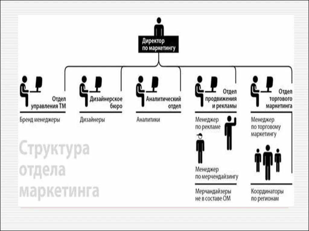 Отдел маркетинга маркетолог. Отдел маркетинга структура должности схема. Организационную структуру отдела маркетинга и продаж. Структура отдела маркетинга и продаж. Орг структура в отделе маркетинга.