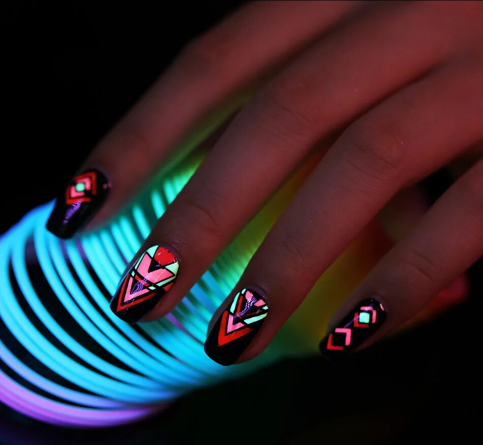 Идеи неонового маникюра 12 Pcs Candy Colors Luminous Nail Art DIY Fluorescent Bright Nail Art Nail Sand