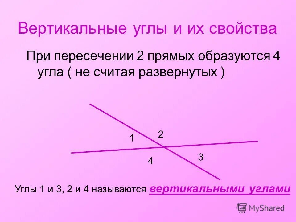 С какими вертикальными. Вертикальные углы. Вертикальные УГЛЫУГЛЫ. Свойства вертикальных углов. Вертикальные углы при пересечении двух прямых.