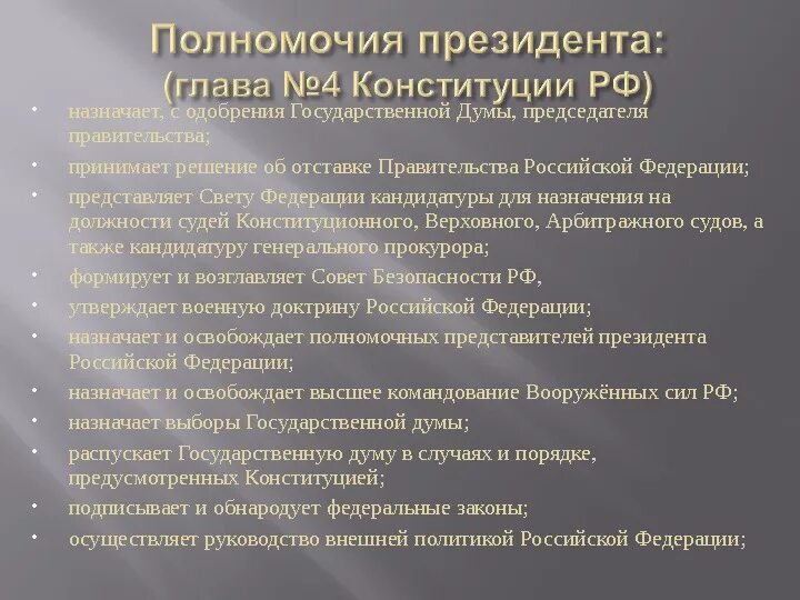 Глава 4 конституции полномочия