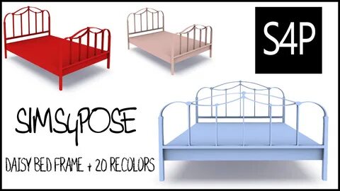 Download Sims 4 Pose: Daisy Bed Mesh Bed Frame - Sims 4 Pose CC.