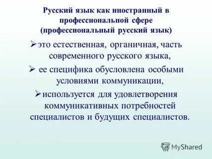 Русский язык в профессиональной деятельности кратко