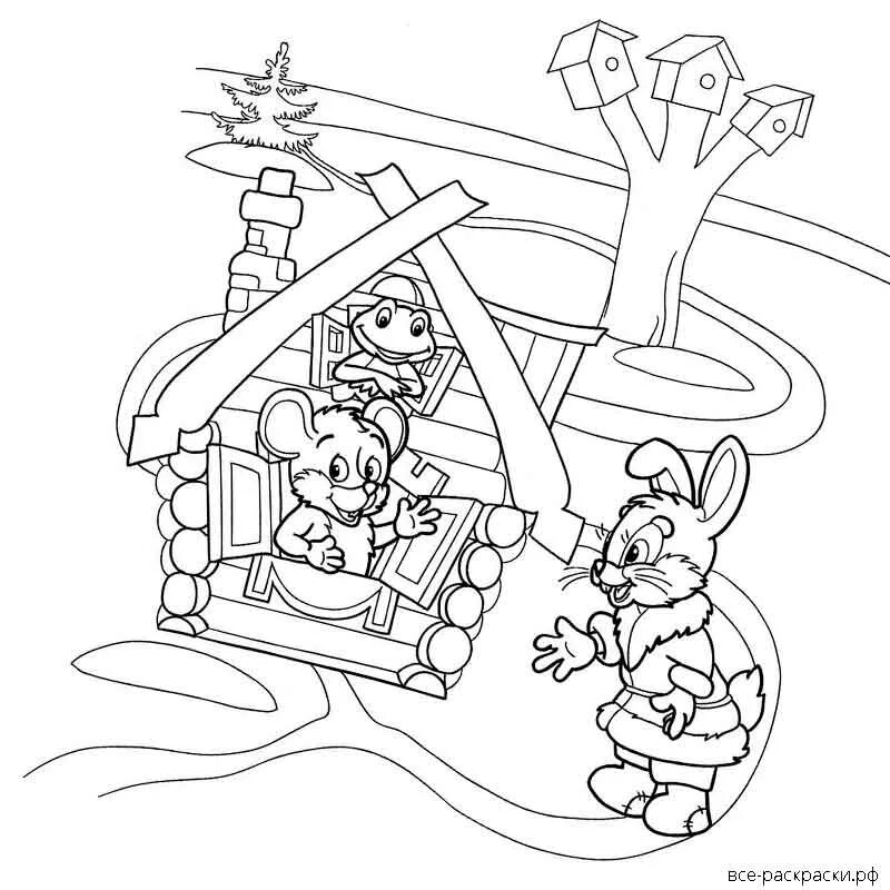 Распечатать сказку теремок. Сказка заюшкина избушка раскраска. Рисунок к сказке теремок. Сказка теремок раскраска для детей. Мышка норушка раскраска теремок.