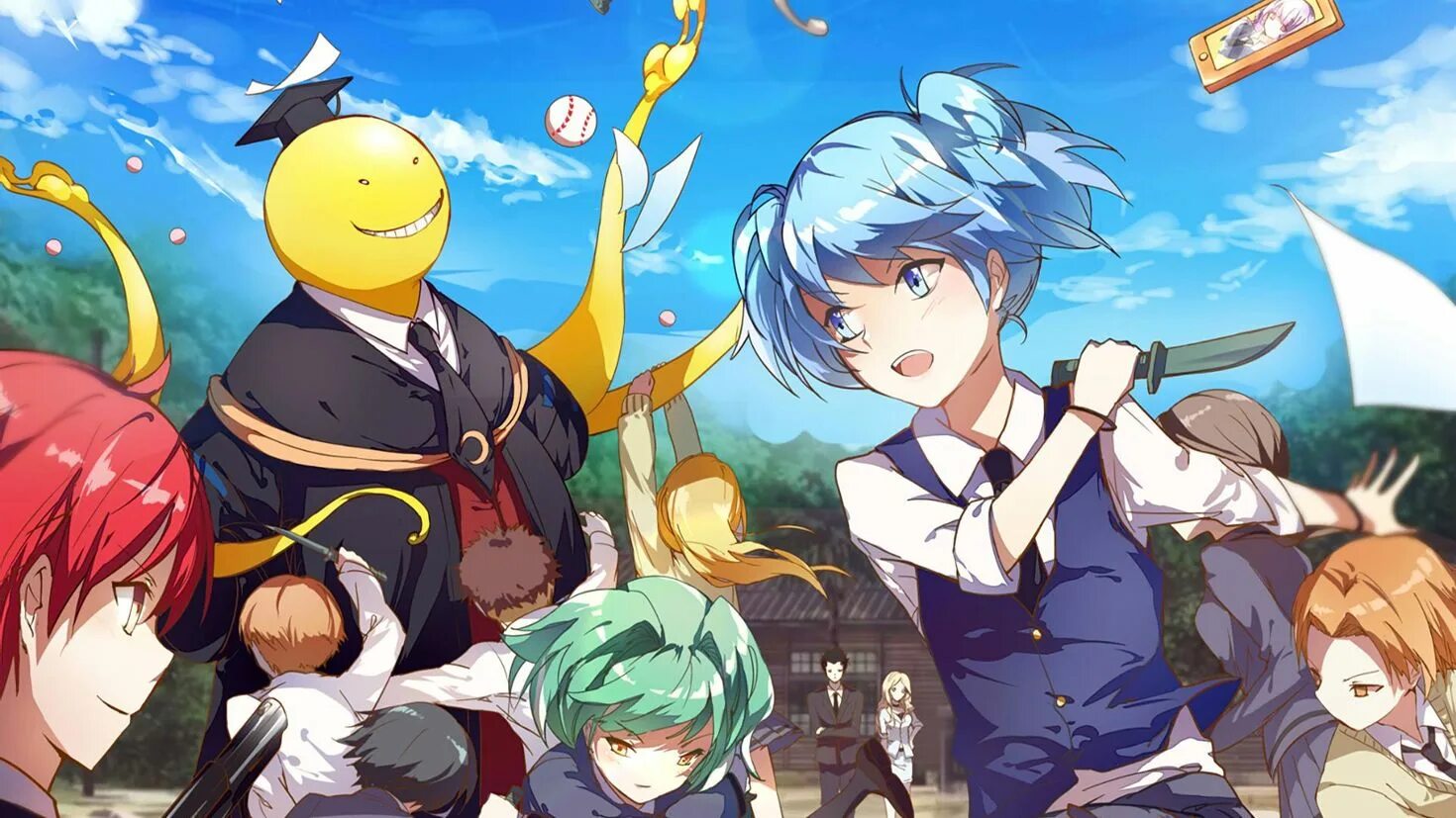 Класс убийц. Assassination classroom аниме. класс убийц / ansatsu kyoushitsu. коро сенсей и нагиса 18. нагиса, каяно, карма и коро.