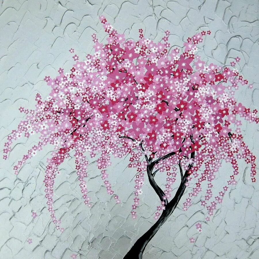 Сакура красками. Дерево Сакуры акрилом. Сакура фломастерами. Пуантилизм цветы Сакуры. Сакура рисунок.