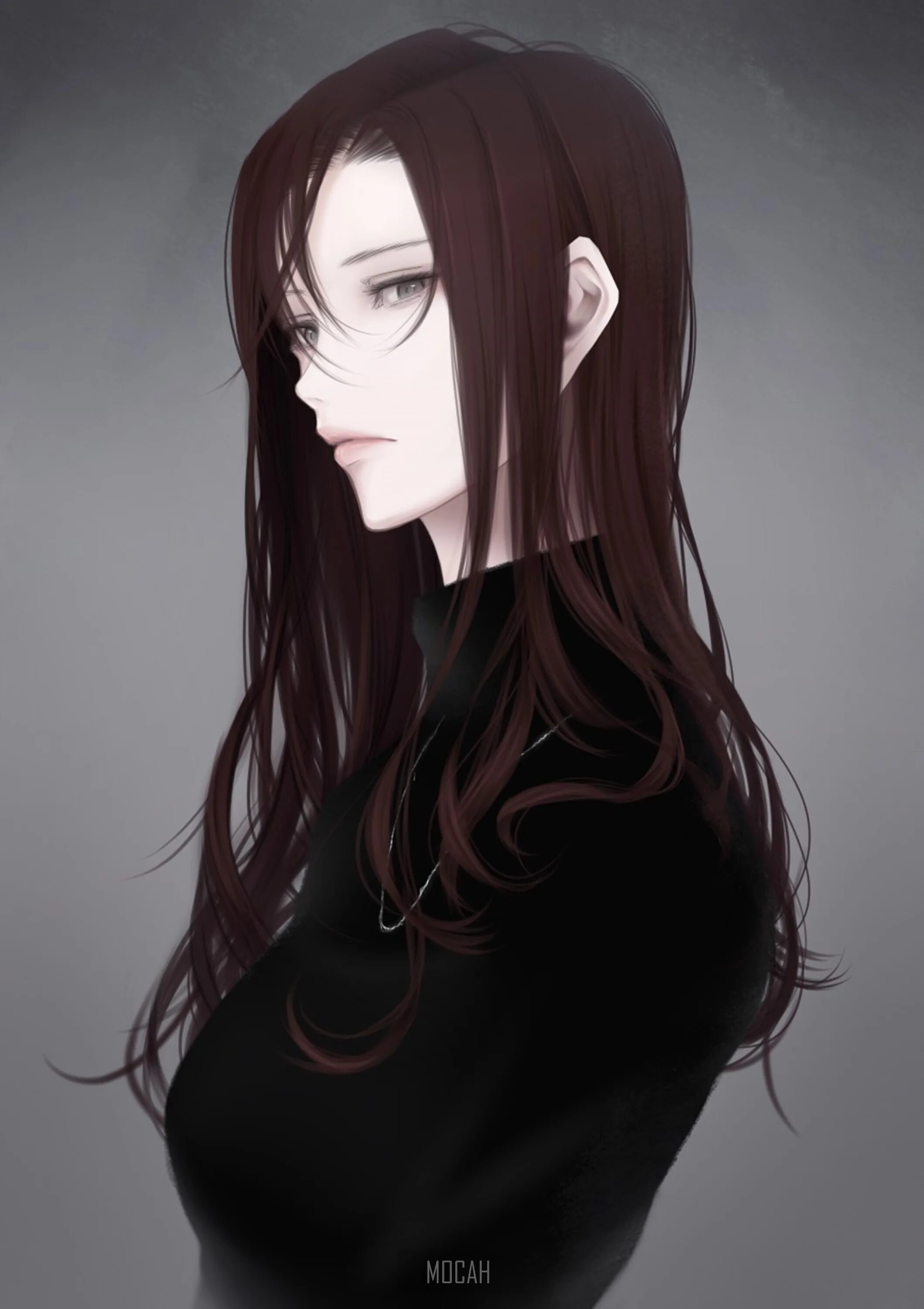 子 松 菜 Erise арт. 子松菜 (Erise). Черноволосая девушка. With long dark hair