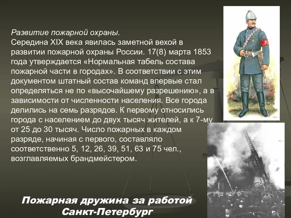 Развитие пожарной охраны. Пожарный в 1853 год. Развитие пожарной охраны 19 век. Пожарная охрана Российской империи.