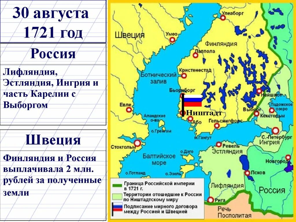 Карта России после Северной войны.
