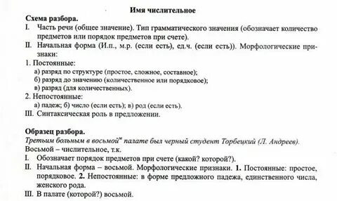 Морфологический разбор числа 7