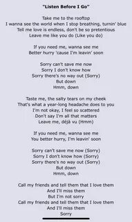 Listen me before i go перевод