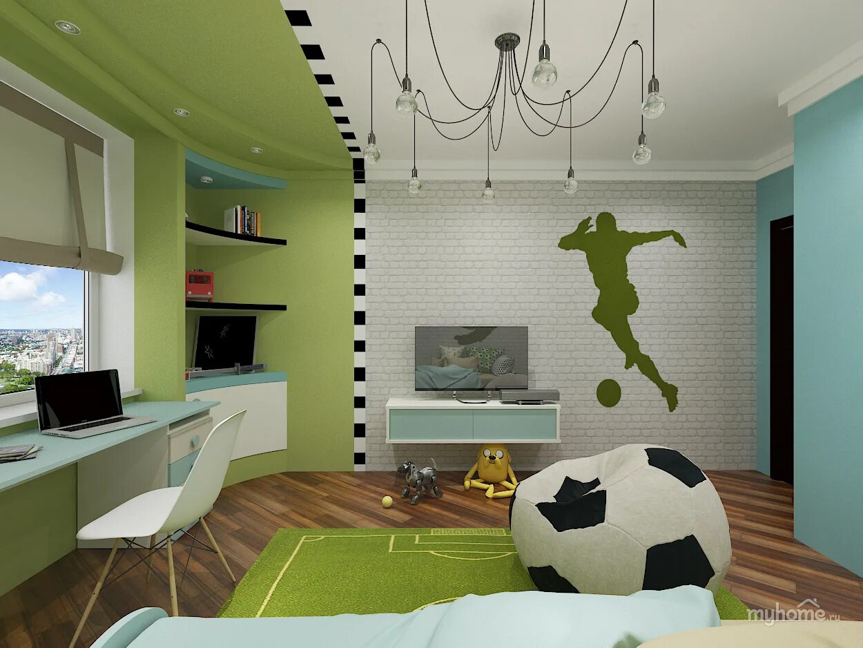 комната для мальчика в футбольном стиле. комната для мальчика футбол. комната в футбольном стиле. футбольная комната для мальчика. комната в стиле футбола.