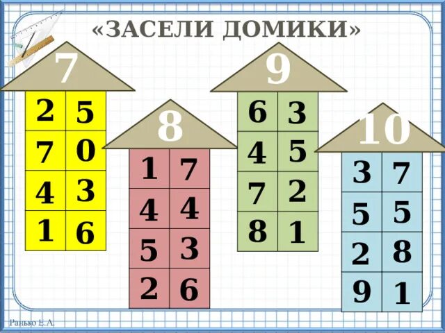 Засели домики. Засели домики 1 класс. Заселим домики презентация. Игра засели домик.