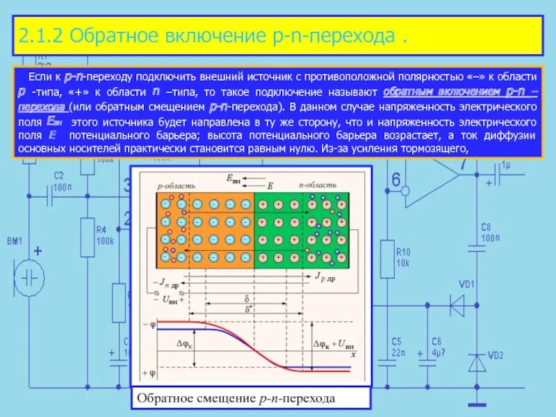 P n переходом называется. P–N-переход при подключении обратного напряжения. Прямое включение PN перехода. Схема прямого включения PN перехода. Прямое и обратное включение p-n перехода.