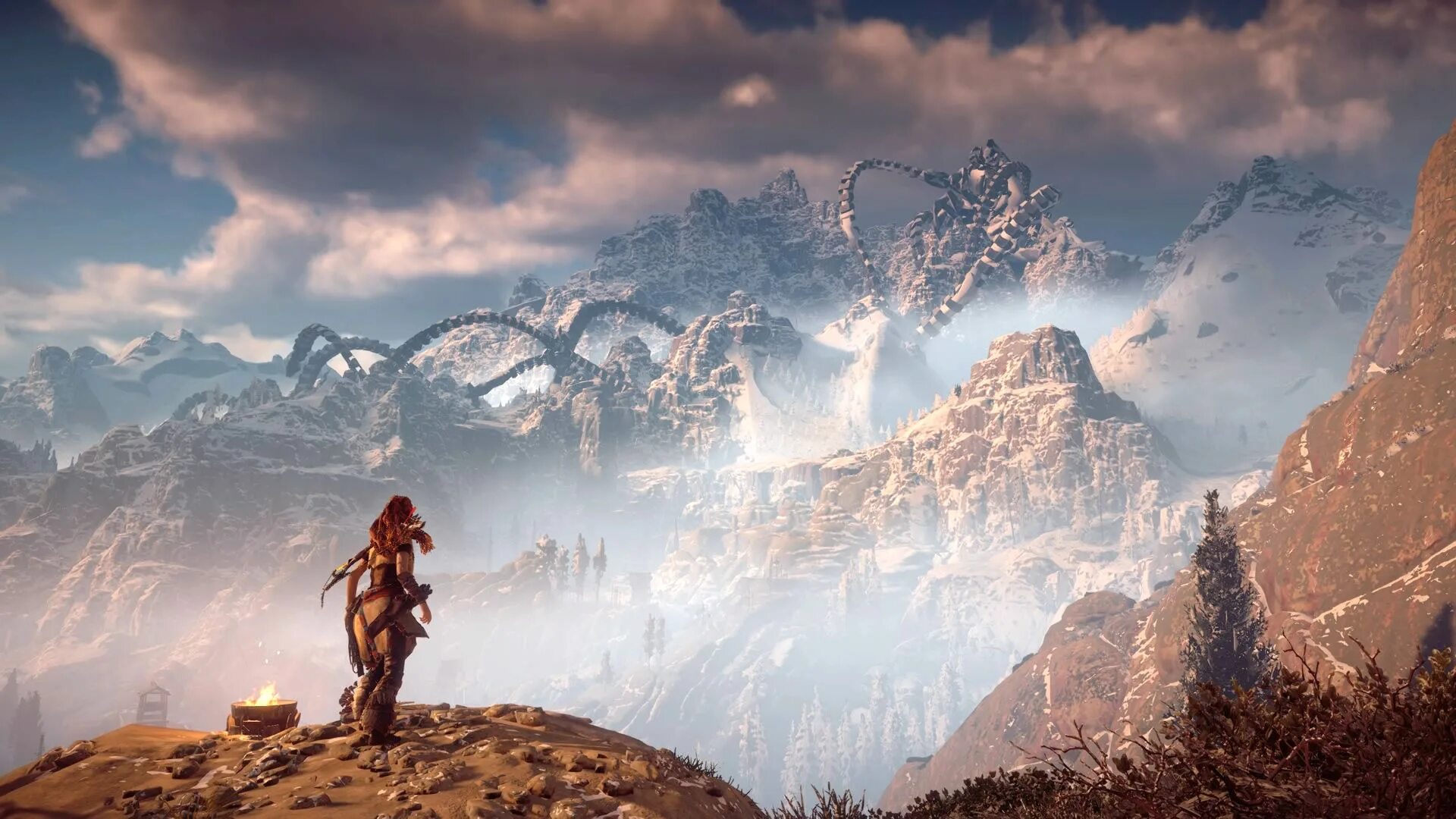 Давн ли. Horizon Zero Dawn Титан гор. Харайзон Зира Дон. Железный бес Horizon Zero Dawn гор. Horizon Zero Dawn горы.