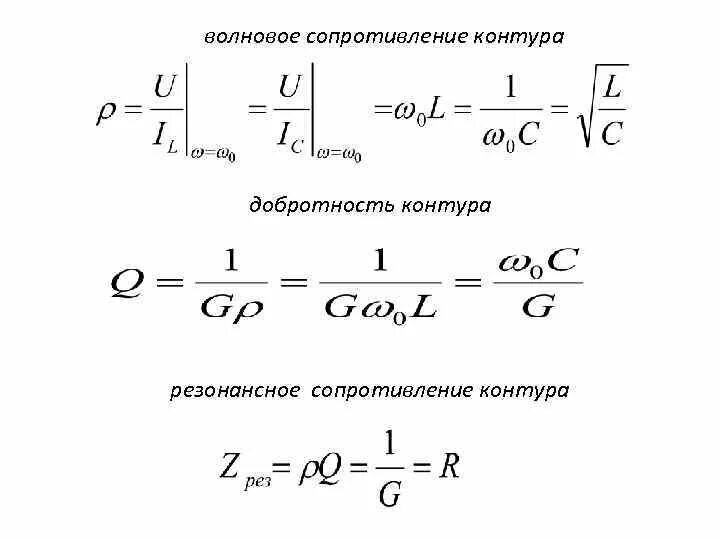 Добротность последовательного. Волновое сопротивление последовательного колебательного контура. Характеристическое сопротивление резонансного контура. Добротность через волновое сопротивление. Резонансное сопротивление контура через добротность.