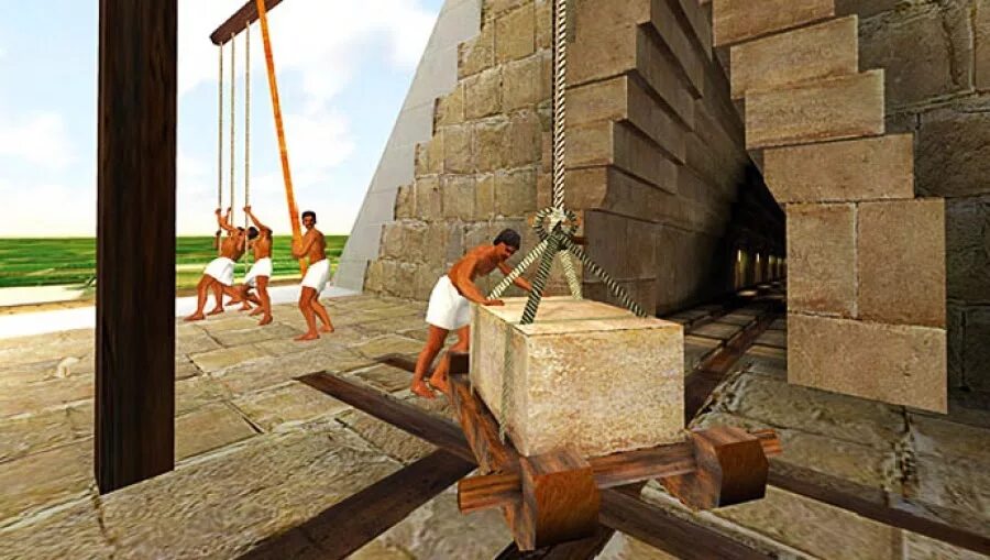 Строительство в древности. Простые механизмы при строительстве пирамид в Египте. Строители пирамиды Хеопса. Каменные блоки пирамиды Хеопса. Стройка в древности.