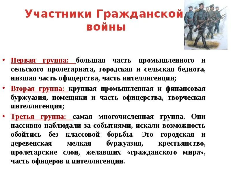 Можно ли гражданской. Гражданская война 1918-1920 причины войны. Участники гражданской войны 1918-1920. Участники гражданской войны 1918 года. Причины гражданской войны 1918 года в России.