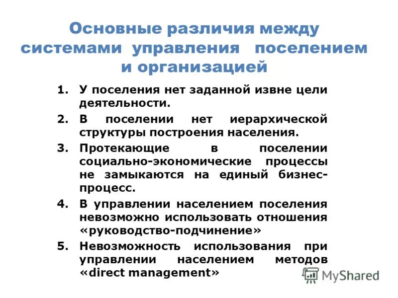 управление поселением