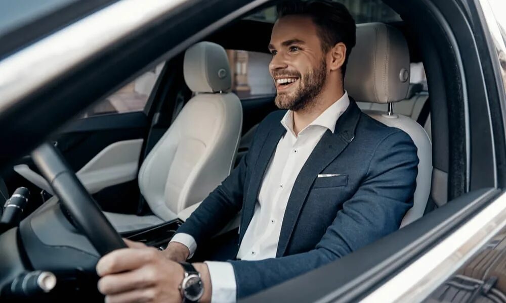 Driving a car a man