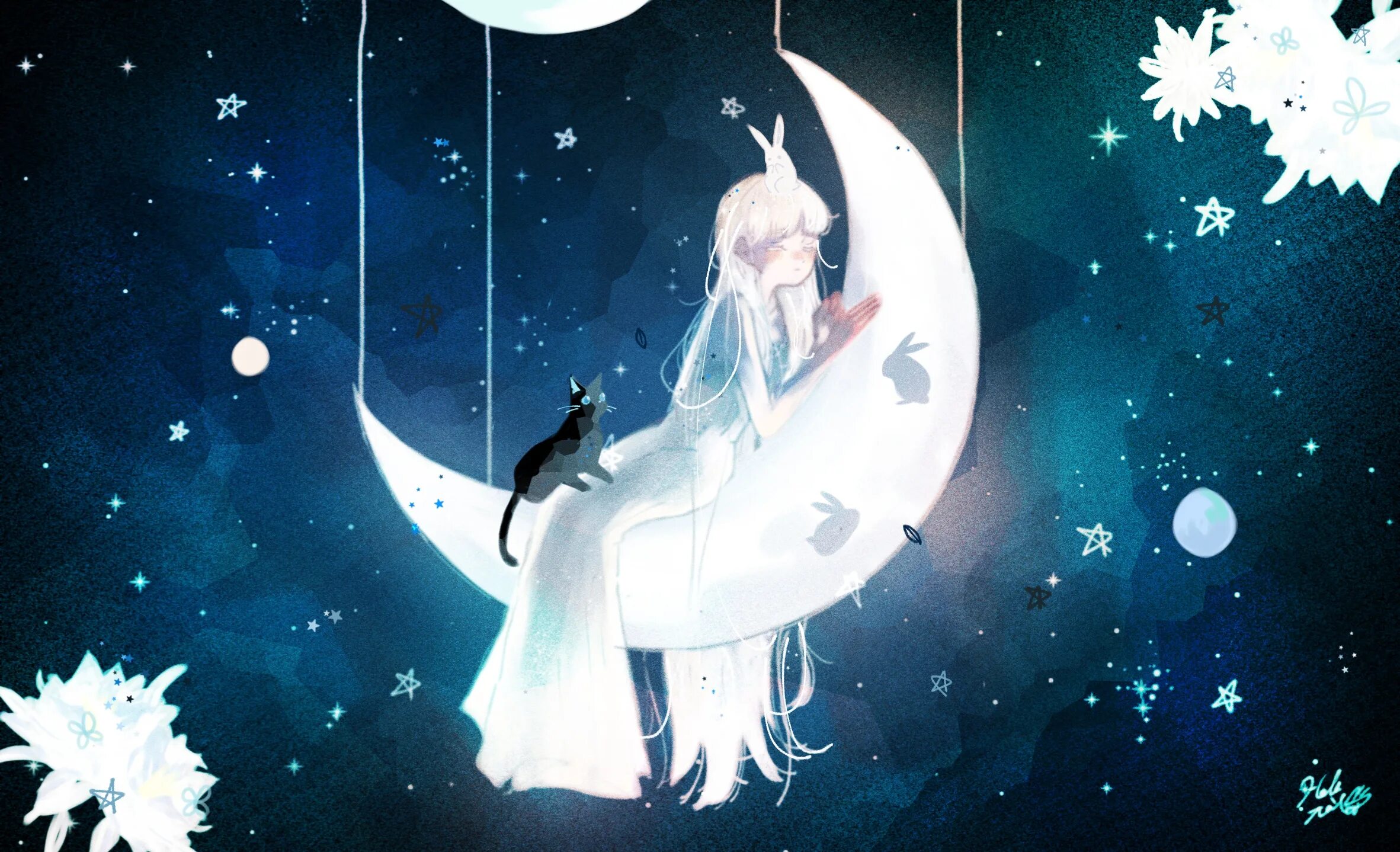 Девочка ночь 2023. Аниме. Отражение в воде фэнтези. Ночное небо аниме. Девушка на фоне звездного неба.