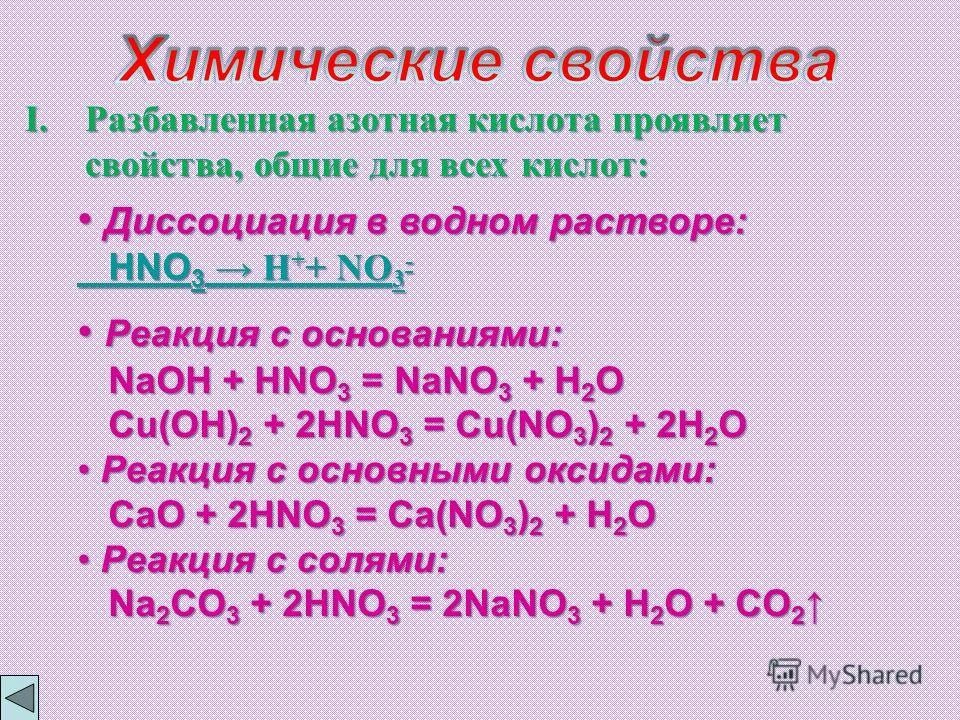 Кислотные свойства hno3. Реакция диссоциации hno3. химические свойства азотистой кислоты hno2. реакция азотной кислоты с основанием. диссоциация азотной кислоты.